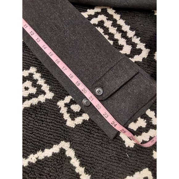 Black Brown 1826 Men's Wool Cashmere Mid Length Herringbone Overcoat Size XL - Picture 10 of 12